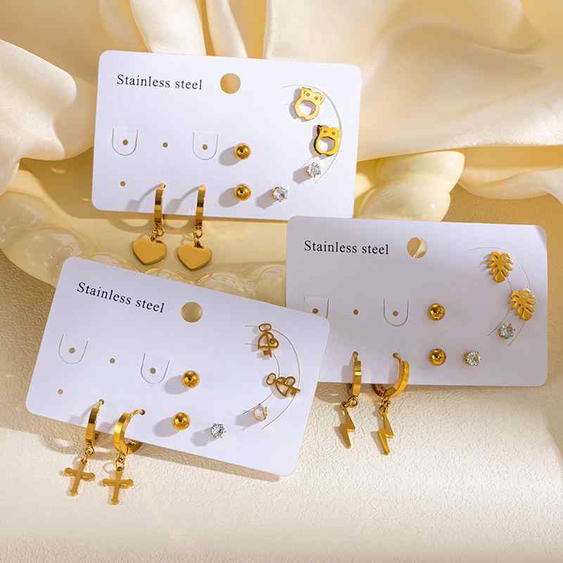 ピアス レディース 韓国風 チタン鋼 ハート 十字架 ヘビ 幾何学模様 バタフライ スタッドピアス セット..