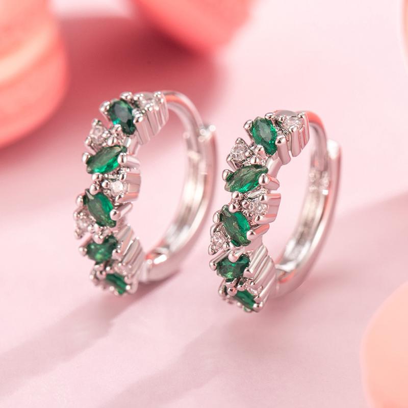 イヤリング レディース 韓国風 緑 花 モチーフ チタン製ポスト 小さめ 幾何学模様 電気メッキ加工 アレルギー対応 ギフト