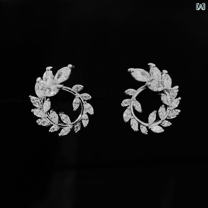 ピアス レディース メンズ 男女兼用 イヤリング オリーブ ジルコニア 花 S925シルバー 銀色 上品 エレガント