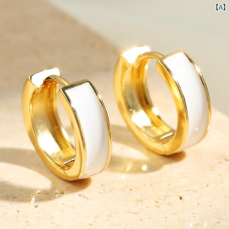 耳飾り レディース ドロップオイル 円形 サークル イヤリング ステンレス製 ジルコニア 小さめ 幾何学模様 ファッション かわいい エレガント 上品 通勤 パーティー 白色 黒色 オレンジ色 緑色 紫色