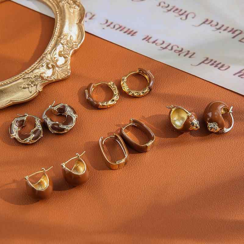 イヤリング レディース 女性用 美容 レトロ調 U字型 幾何学模様 銅製 電気メッキ加工 ドロップオイル ..