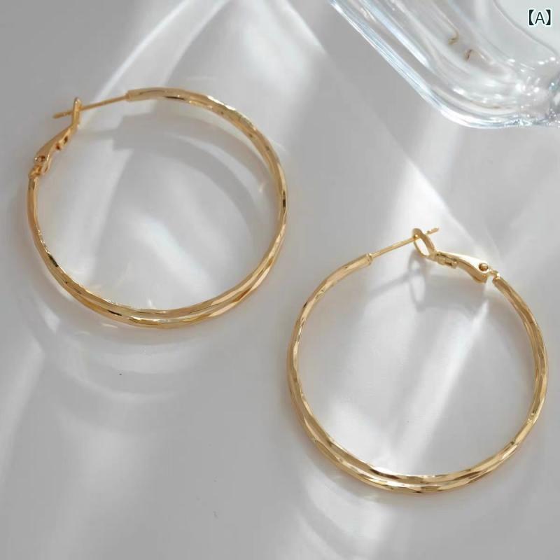 ピアス レディース 女性用 ダブル サークル リング イヤリング ゴールド シルバー ...