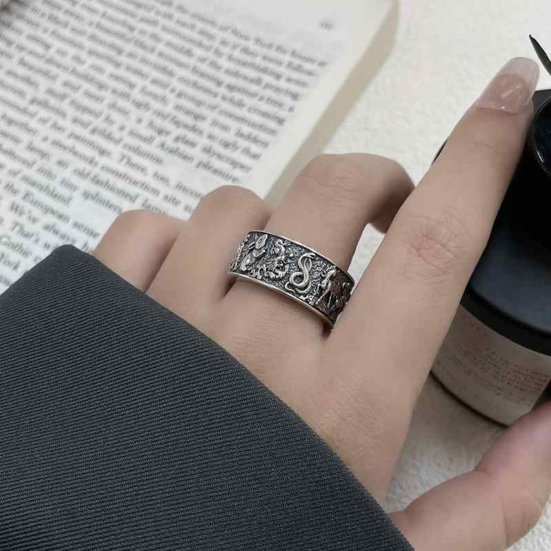 指輪 メンズ レディース S925 シルバー925 銀製 十二支 干支 アニマル 動物 モチーフ リング レトロ ヴ..