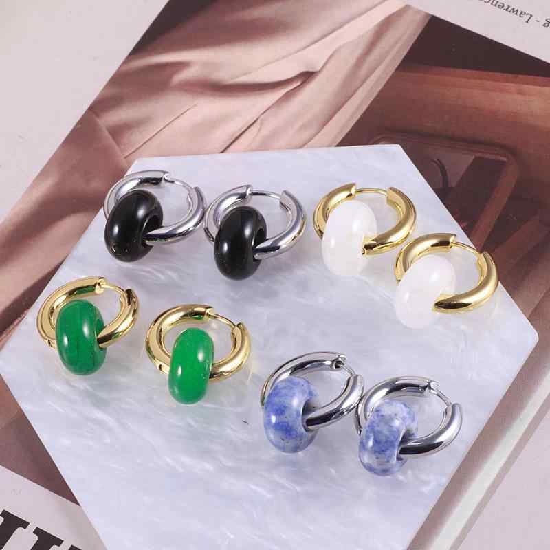 ピアス レディース 女性用 ヨーロッパ風 レトロ 個性的 ブラック瑪瑙 カラーストーン 電気メッキ加工 ..