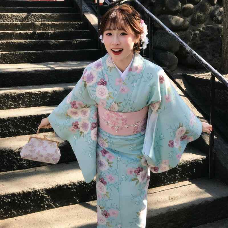 ワンピース レディース 日式浴衣 和服 写真撮影用 伝統衣装 膝丈ワンピース 扇子 ヘアアクセサリー 簡易腰紐付き コスプレ 春夏