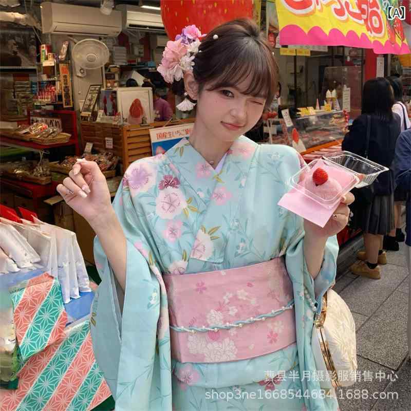 和服 レディース 写真撮影用 浴衣 日式 コスチューム 伝統柄 ポリエステル かわいい ヘアアクセサリー 扇子 ウエストマーク 舞台衣装