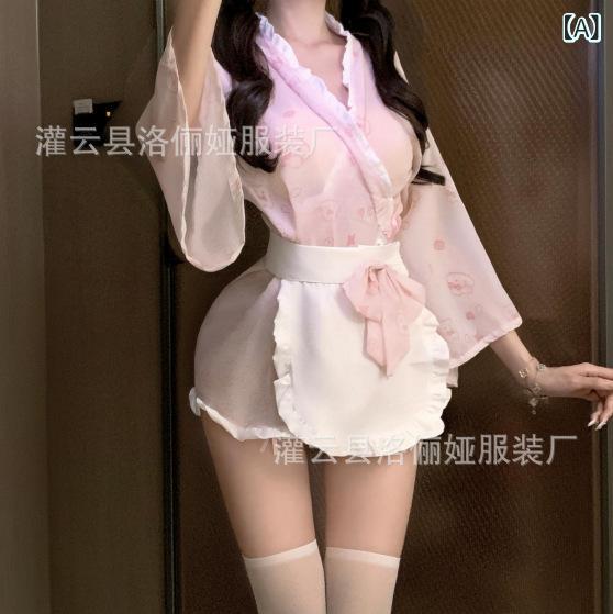 コスプレ 和服 セクシーランジェリー レディース かわいい バニーガール バニー 女メイド 制服 浴衣風 部屋着 寝巻き ピンク系 ホワイト 春夏 80-120斤