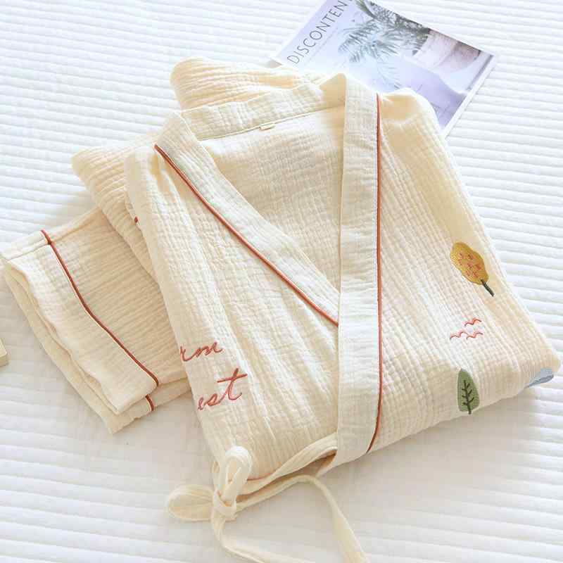 パジャマ レディース 薄手 長袖 長ズボン 和風 上下セット ルームウェア 部屋着 寝間着 綿 春夏秋冬 涼しい 通気性 ゆったり かわいい イエロー系