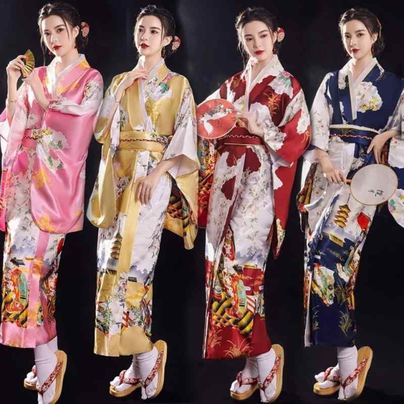 Kimono - 着物 レディース 和風 浴衣 舞台衣装 写真撮影 コスプレ用 ピンク系 イエロー系 ブルー系