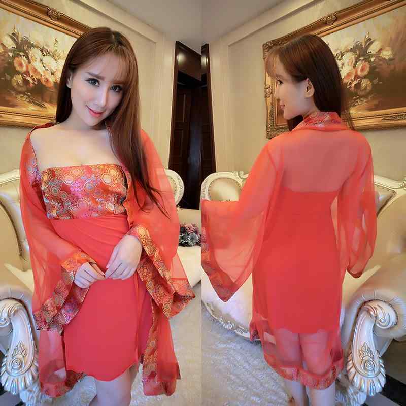 浴衣 レディース 女性用 ポリエステル 寝巻き ナイトウェア ルームウェア 和装 コスプレ 赤色系