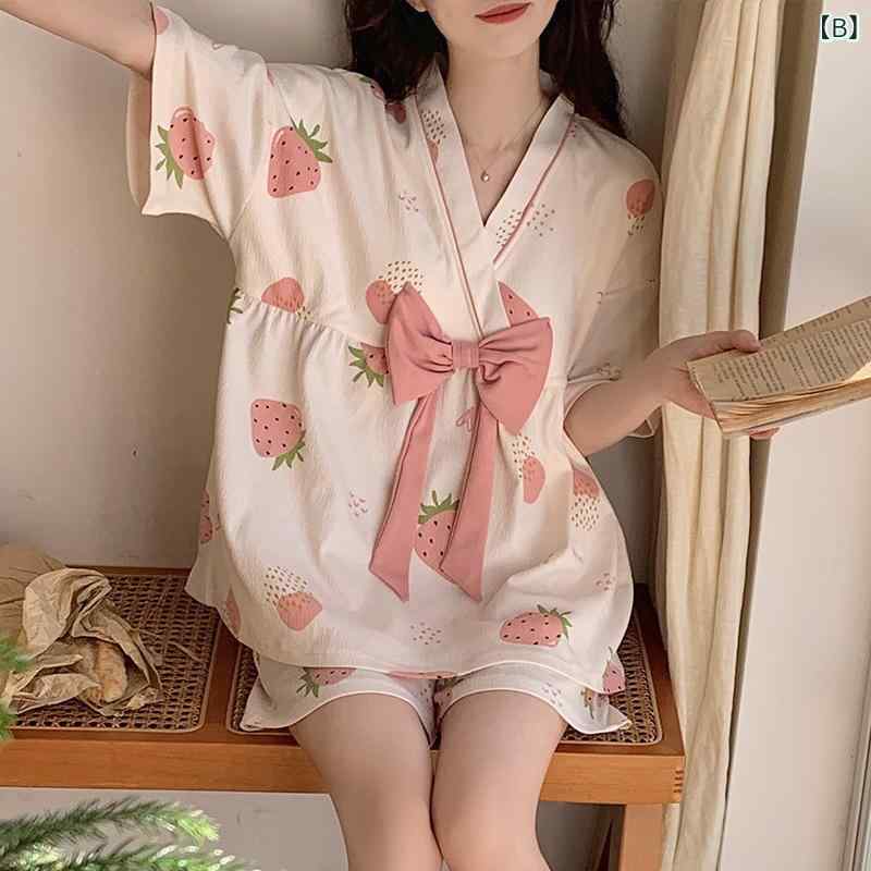 パジャマ レディース 春夏 半袖 短パン 上下セット 綿 Vネック 薄手 ルームウェア 寝間着 部屋着 和風 女性用 婦人 M L XL XXLサイズ