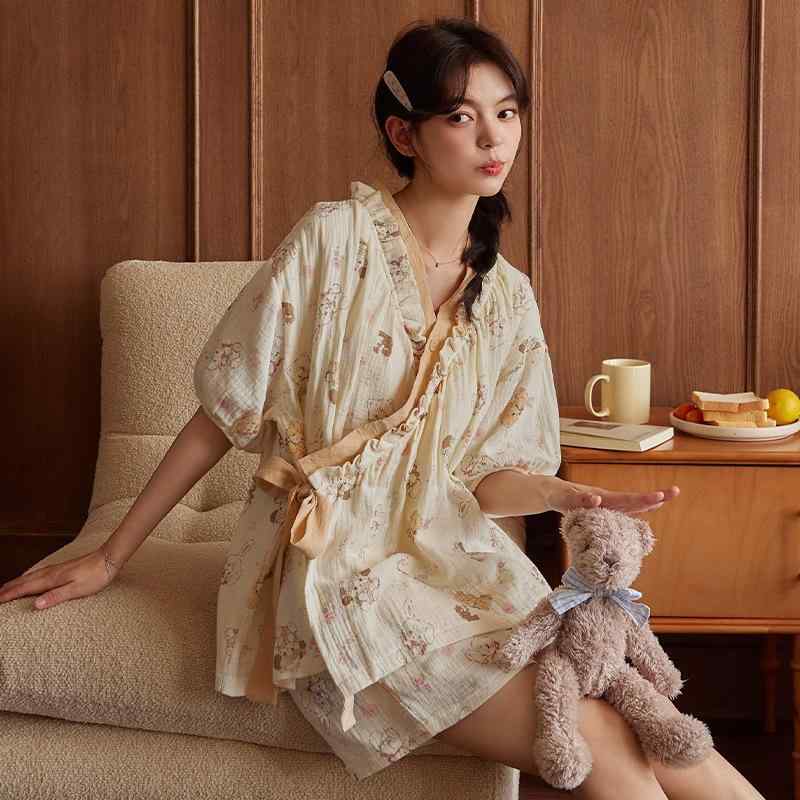 パジャマ レディース 春夏 半袖 短パン 上下セット コットン Vネック かわいい 和風 ルームウェア 薄手 涼しい 部屋着 寝間着 リラックスウェア