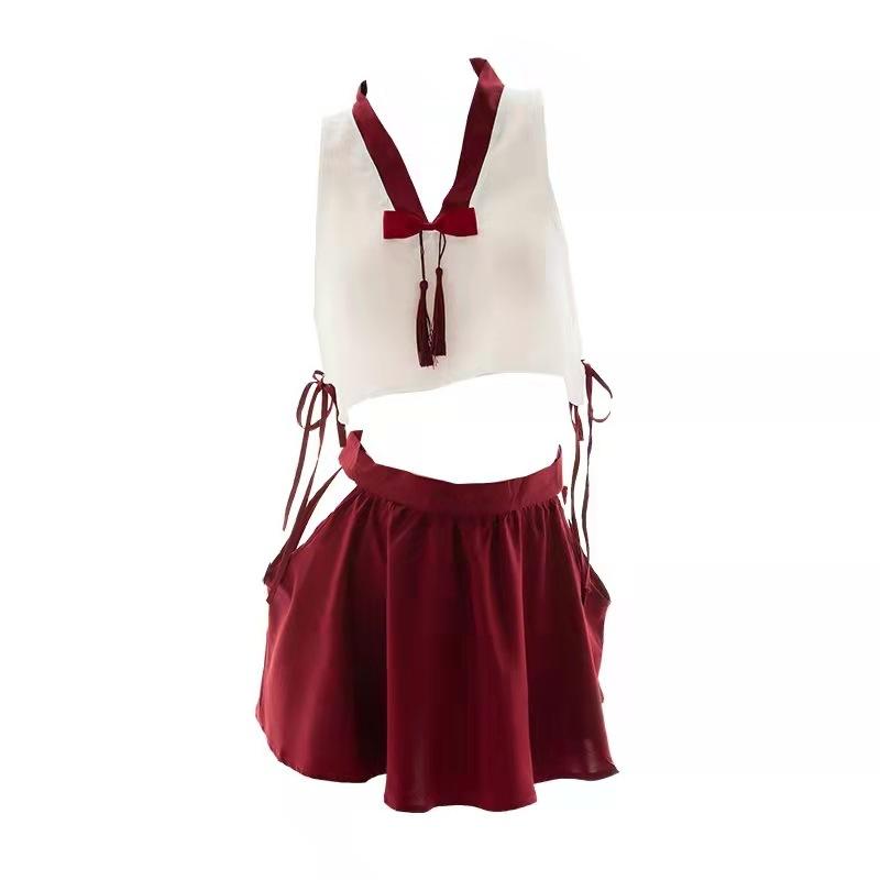 コスプレ 和服 かわいい レディース 萌え萌え 制服 ランジェリー セットアップ ポリエステル ブラック ミニスカート ヘアアクセサリー 春夏