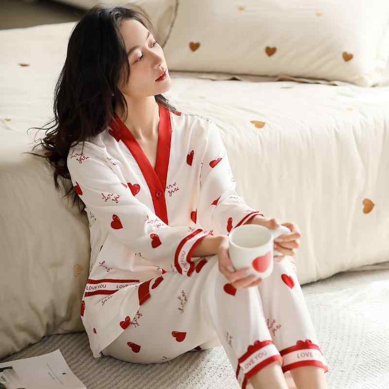 パジャマ レディース 春夏 セットアップ 接触冷感 長袖 長ズボン Vネック ルームウェア 部屋着 寝間着 薄手 涼しい 伸縮性 ポリエステル かわいい 婦人 女性 M L XL XXL