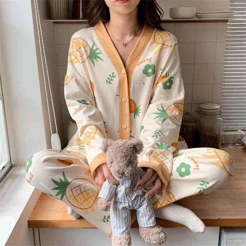 パジャマ レディース 春秋用 ルームウェア 上下セット 綿 長袖 長ズボン Vネック カーディガン 和風 旅館浴衣風 大きいサイズ 部屋着 ポリエステル