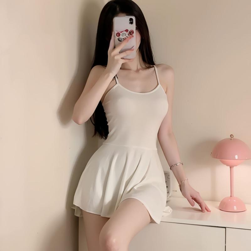 ランジェリー レディース 高弾力 接触冷感 背中開き セクシー ボディコン ワンピース スリップ