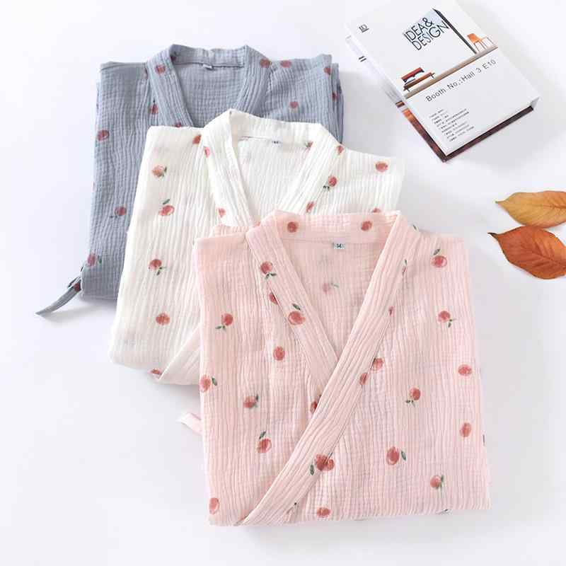 パジャマ レディース 和風 全綿 コットン 楊柳 ガーゼ 寝巻き 浴衣 ルームウェア 部屋着 春秋 薄手 9分袖 長袖 長ズボン 上下セット ピンク系