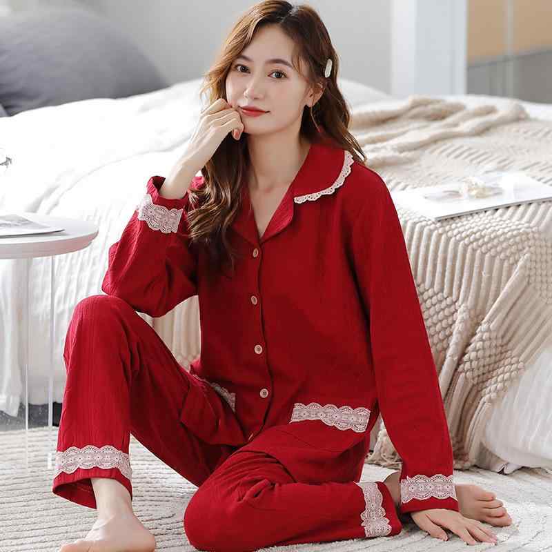 パジャマ レディース 春秋 長袖 綿100% 上下セット 襟付き 全綿 ホームウェア 秋冬 薄手 部屋着 寝間着 リラックス 保温 通気性 快適 ルームウェア