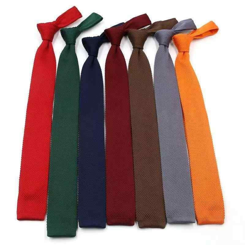 ネクタイ 男性用 ニット 6cm ポリエステル 紳士用 学生 無地 ナロータイ 大 Red 青 金 緑 黒 紫 紺 水..