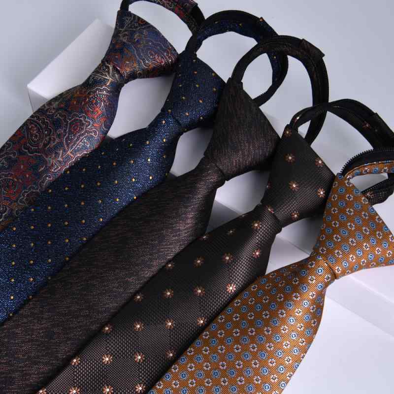 ネクタイ 男性用 ビジネス フォーマル 新郎 結婚式 ジッパー ワンタッチ ポリエステル ストライプ柄 8cm幅