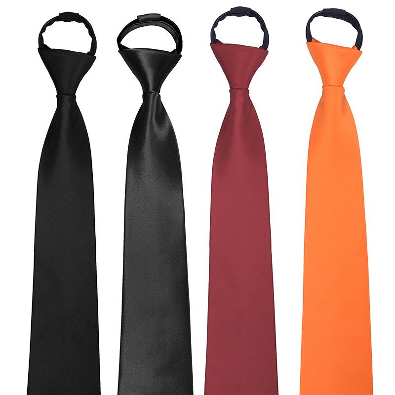 ネクタイ 男性用 8cm幅 ポリエステル 無地 ファスナー付き 簡単装着 ビジネス フォーマル 普段使い ブラック ワインレッド ネイビー グ..