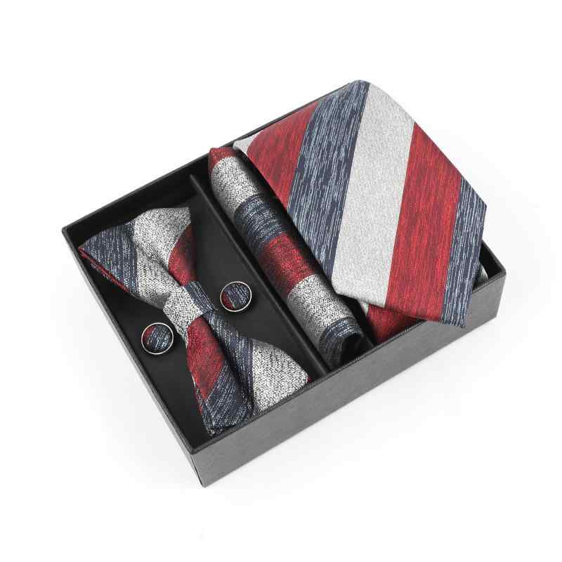 ネクタイ メンズ 高級感 礼盒 領結 刺繍 ポリエステル シルク ストライプ柄 フォーマル パーティー