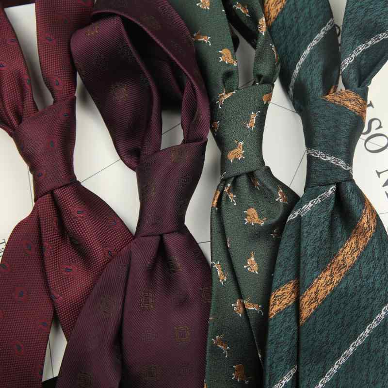 ネクタイ メンズ 男性用 レトロ調 暗赤色 花柄 8cm フォーマル ビジネス 手結び ストライプ 結婚式 舞台 ポリエステル 幾何学模様