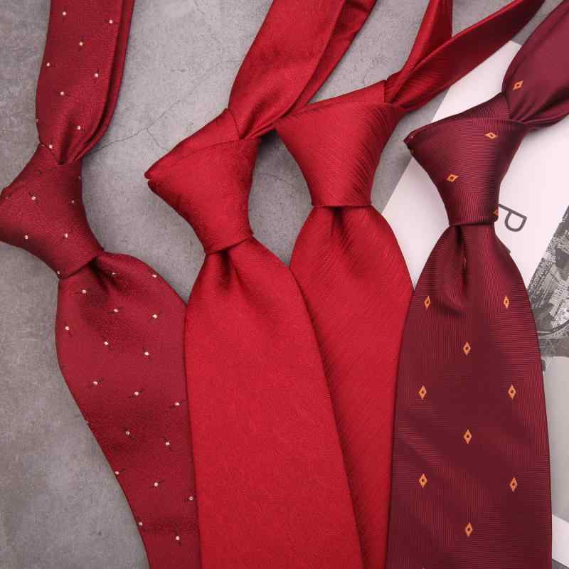 ネクタイ メンズ 男性用 結婚式 レッド 赤色 ストライプ柄 フォーマル ビジネス ジッパー ワンタッチ 結び不要 紳士用