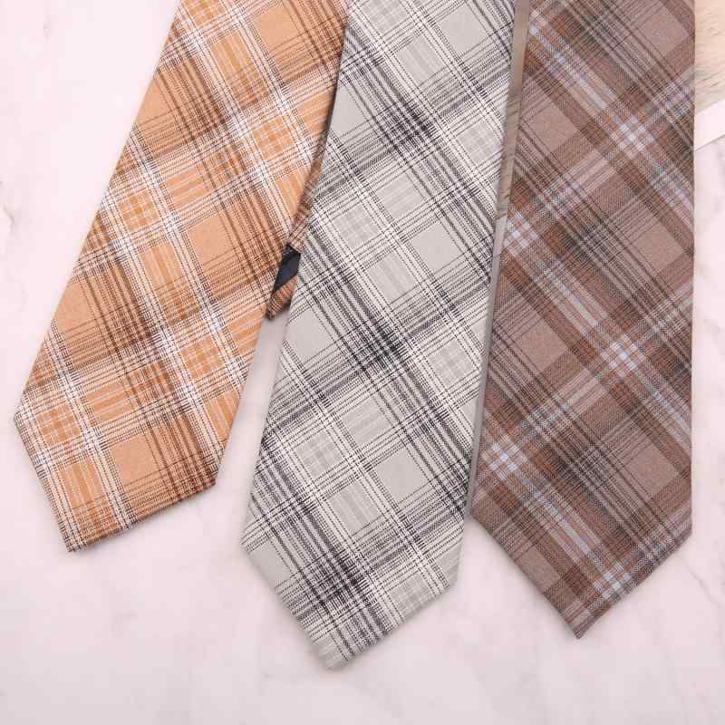 ネクタイ メンズ 男性用 コットン ストライプ柄 格子柄 クラシック スタイル スーツ カジュアル ビジネス フォーマル グレー 黒 ブラック