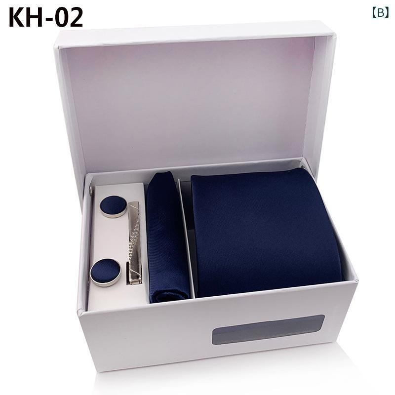 メンズ ネクタイ ギフトボックス 6点セット：ネクタイ ポケットチーフ タイピン カフス ポリエステル ストライプ柄 ビジネス フォーマル パーティー