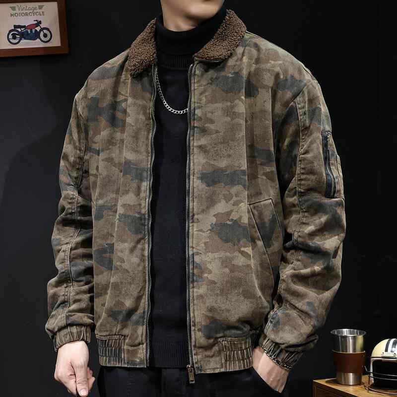 Rakuten - ジャケット メンズ 男性用 ボアジャケット 秋冬 暖かい 防寒着 迷彩柄 ブルゾン ジャンパー ミリタリースタイル カーキ系