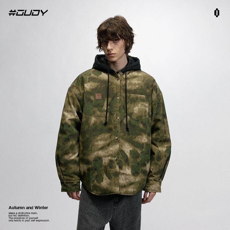 ジャケット メンズ 迷彩柄 中綿入り フード付き ブルゾン ジャンパー 秋冬 ストリート カジュアル 男性用 アウター