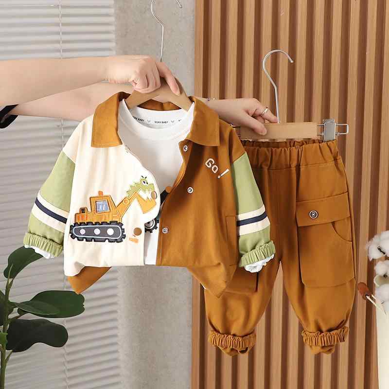 キッズ 服 セットアップ 春秋 長袖 Tシャツ デニム ジャケット 3点セット 男の子 幼児 子供 80cm 90cm 100cm 110cm 120cm かわいい 韓国風 カジュアル