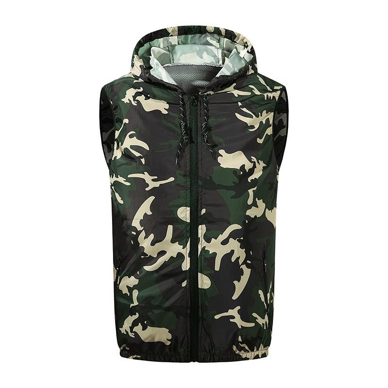 空調服 男性用 作業着 ベスト 接触冷感 薄手 夏 立襟 ジップアップ 扇風機付き ワークウェア チョッキ ..