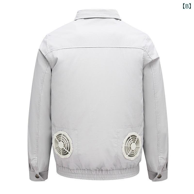 空調服 メンズ 作業服 綿100％ 夏用 扇風機付き 熱中症対策 冷却 迷彩 グレー ネイビー S M L XL 2XL 3XL 4XL 工場 現場 電気工事 溶接