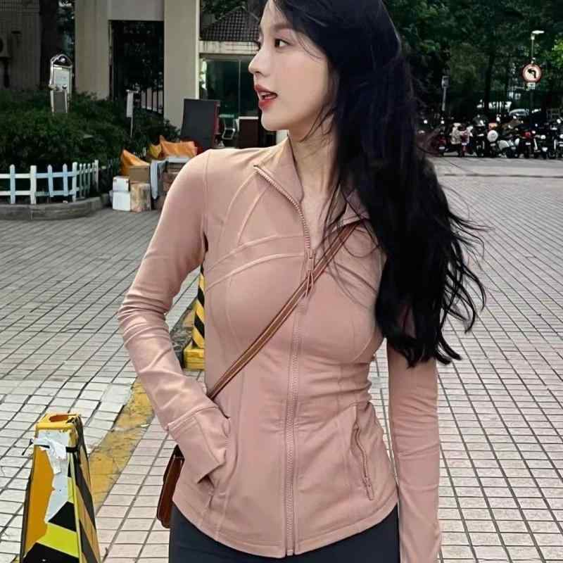 ヨガウェア レディース ストレッチ ジャケット 伸縮性 ジム ランニング スポーツウェア 長袖 アウター 無地 春夏秋冬 潮水ブルー ランニングウェア トレーニングウェア