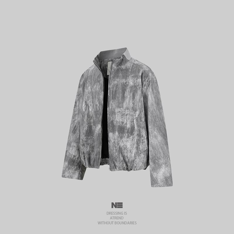 ジャケット 男性用 PUレザー ミリタリー 迷彩柄 ライトアウター 秋冬 長袖 ワーク 深灰色 浅灰色(x2)