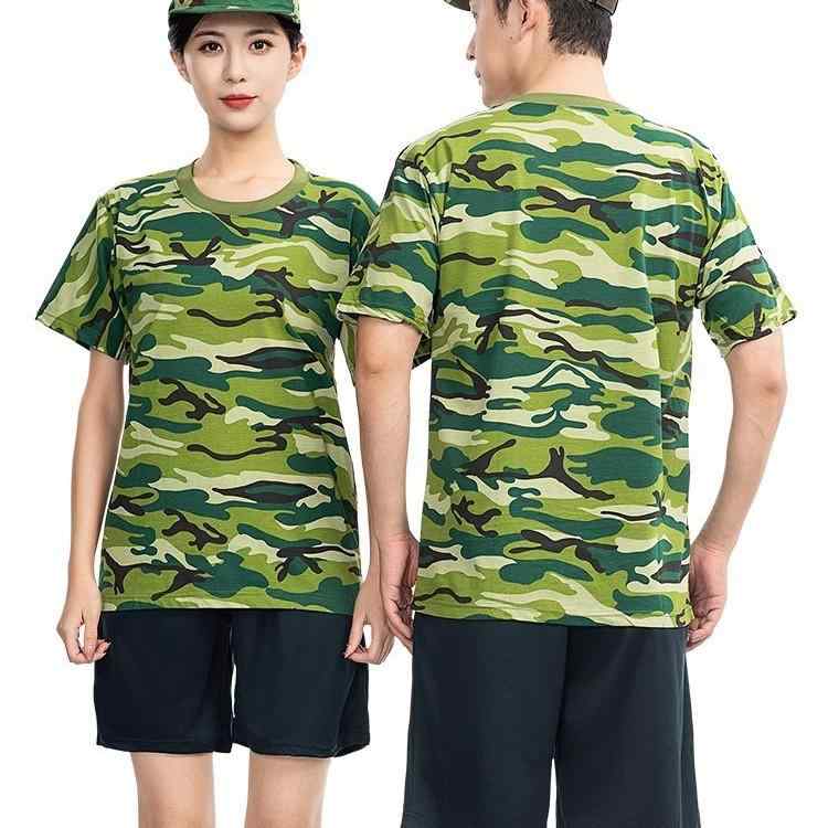 迷彩服 メンズ レディース 上下セット 綿 工作服 草グリーン Tシャツ 長ズボン 帽子 ウエストベルト 靴..