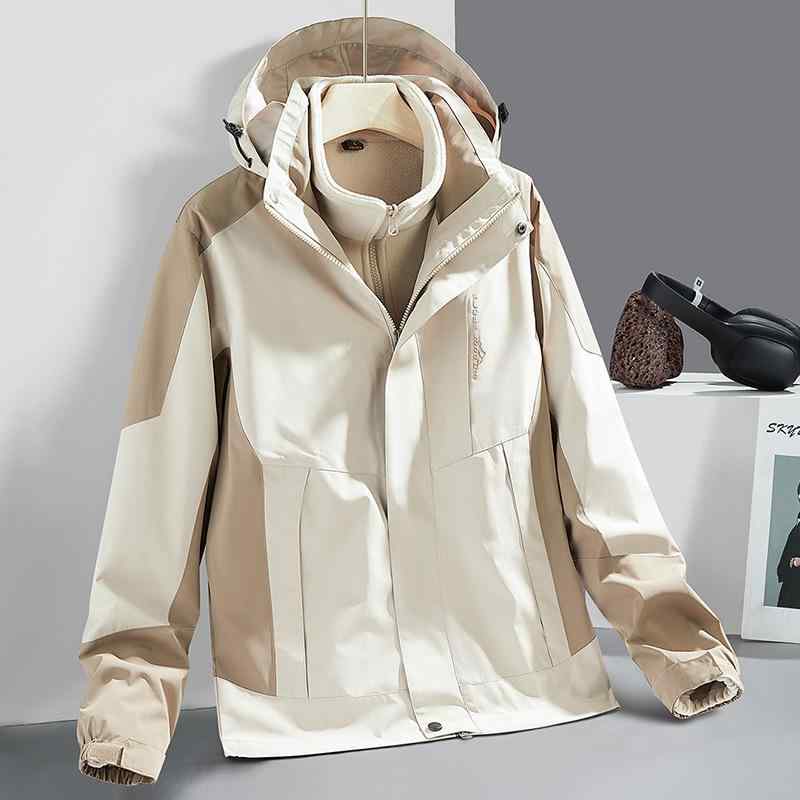 マウンテンパーカー 男女兼用 防風 防水 撥水 アウター ジャケット 取り外し可能 フリース裏地 秋冬 ア..