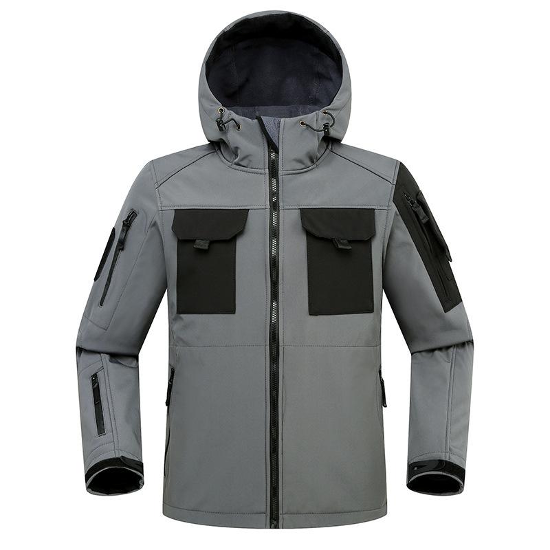 ジャケット 男性用 秋冬 厚手 フリース 登山服 アウトドア 防水 防寒 フード付き ...