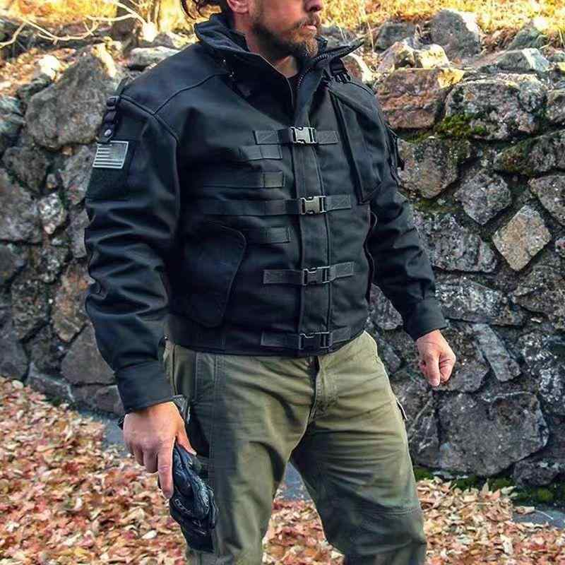 ジャケット 男性用 秋冬 サイクルウェア 耐摩耗 防風 バイク ライダース ミリタリー ブラック カーキ ..