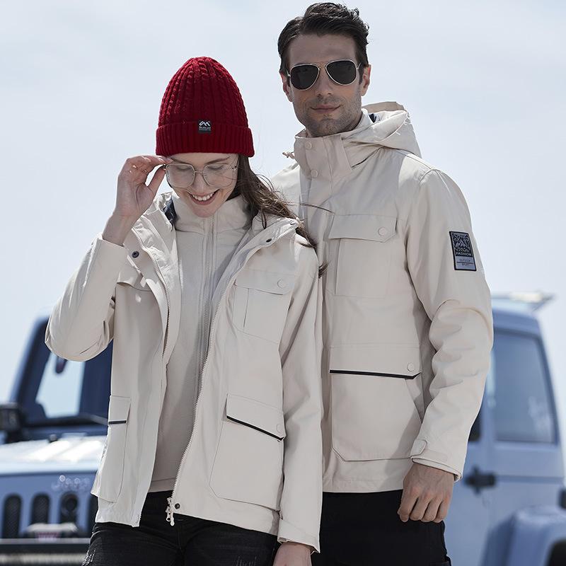 マウンテンパーカー 男女兼用 防寒 防水 防風 アウター 登山ウェア アウトドアウェア 迷彩柄 切り替え フリース インナー付き 3way 取り外し可能 秋冬