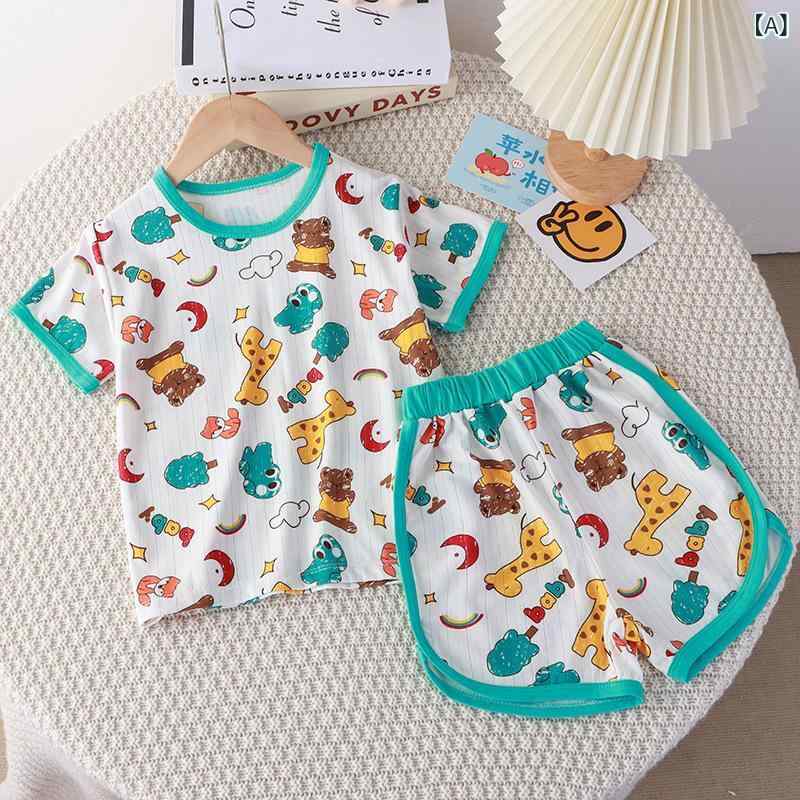 子供用半袖Tシャツ パンツ セットアップ ガールズ ボーイズ 薄手 夏服 部屋着 かわ...