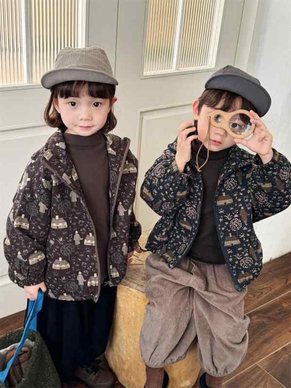 子供服 ジャケット ベビー服 男女兼用 アウター 秋物 森ガール カーディガン 綿 花柄 アニマル柄 80 90..