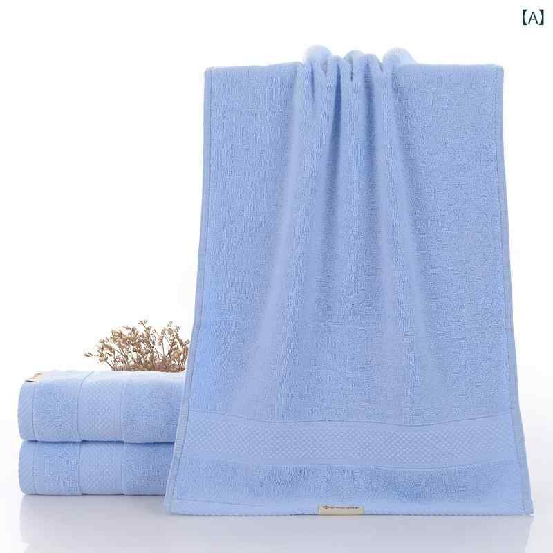 Towels, Handkerchieves - フェイスタオル 純棉 親肌 柔軟 吸水 新疆長絨棉 家用 成人用 綿 タオル 巾類 ブルー 米白 粉色 グレー 72x34cm 軽量 肌触り良い 日常使い 通勤 通学 入浴後拭き 洗顔用 オールシーズン