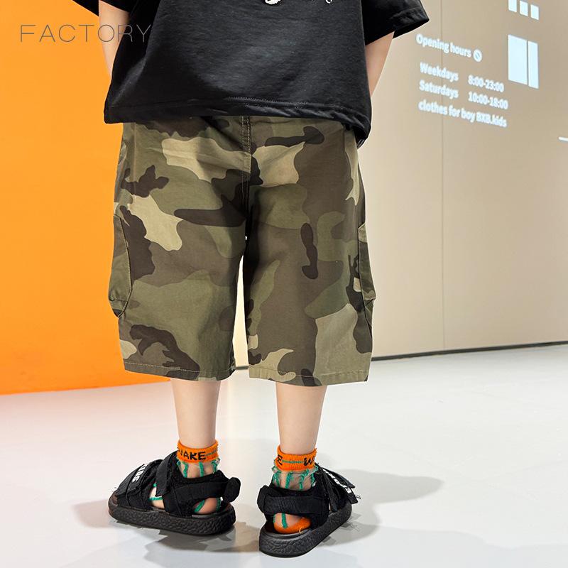 Other - キッズ ハーフパンツ 男の子 迷彩柄 コットン混紡 中パンツ カジュアル 薄手 ウエストゴム 90cm 100cm 110cm 120cm 130cm 140cm 150cm