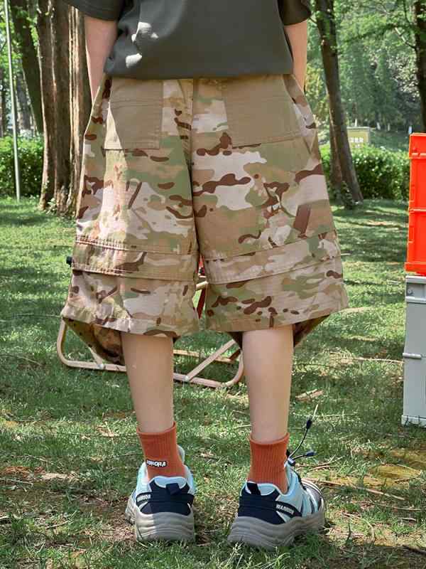 子供服 パンツ 男の子 迷彩柄 カーゴパンツ ハーフパンツ 中 круп 大童サイズ ポリエステル 綿 カモフラージュ柄 カジュアル 春夏 120cm 130cm 140cm 150cm 160cm 170cm