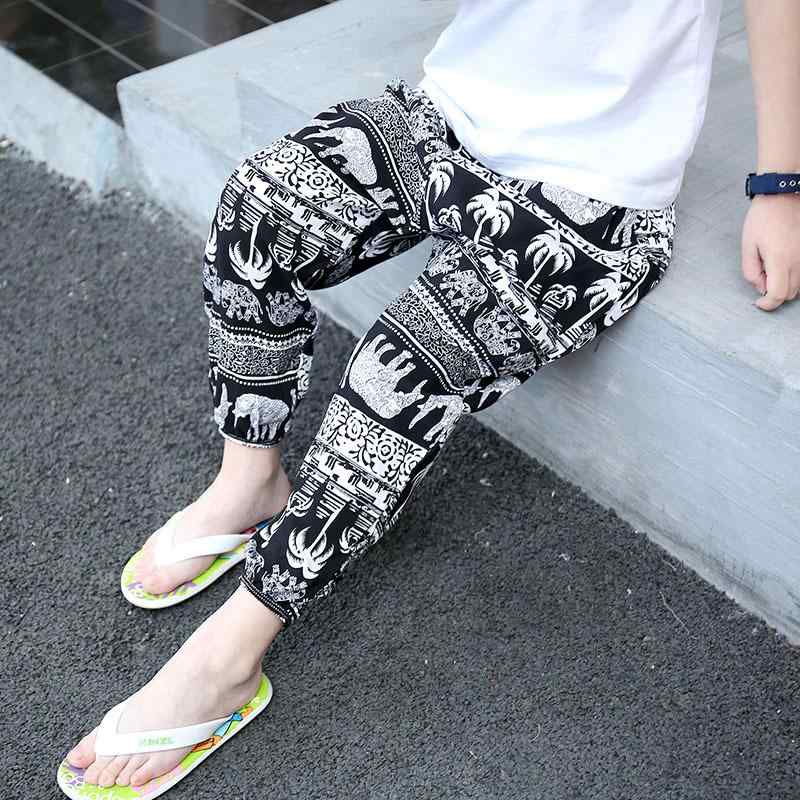 キッズ パンツ 子供服 9分丈 綿 春夏 薄手 接触冷感 ルーズ サルエルパンツ ストライプ 格子柄 カジュアル 普段使い 部屋着 黒 白 赤 ピンク 青 90 100 110 120 130 140 150