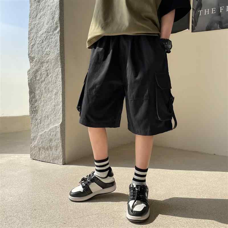 子供服 ハーフパンツ 男の子 ゆったり 夏用 コットン ポリエステル 混紡 無地 ストライプ 五分丈パンツ 中小 детска дреха カジュアル 韓国風 普段着 白 黒 緑 灰色 青色 カーキ