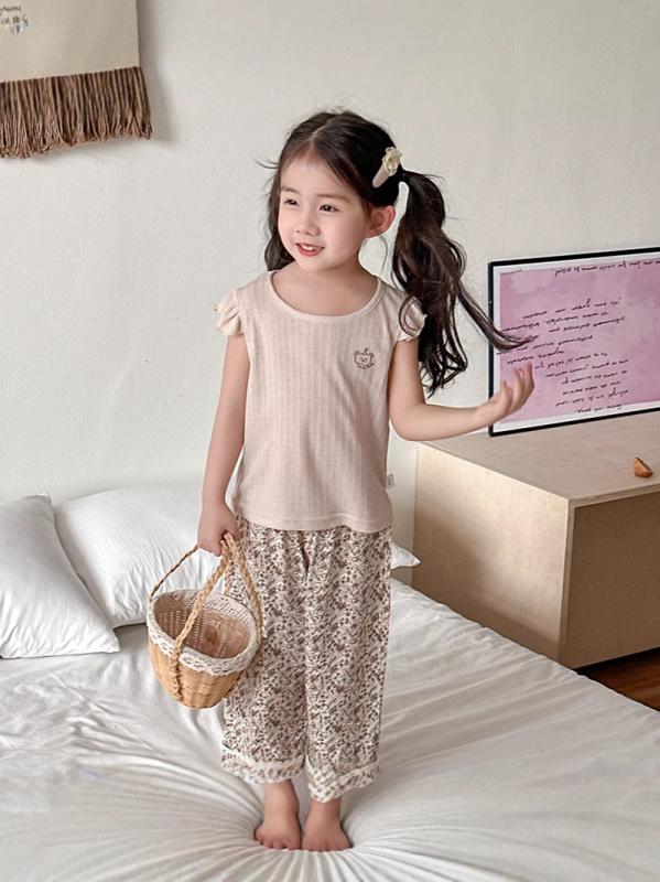 子供用パンツ 女の子 レース 接触冷感 九分丈パンツ 無地 ストレートパンツ 春夏 秋 90cm 100cm 110cm 120cm 130cm